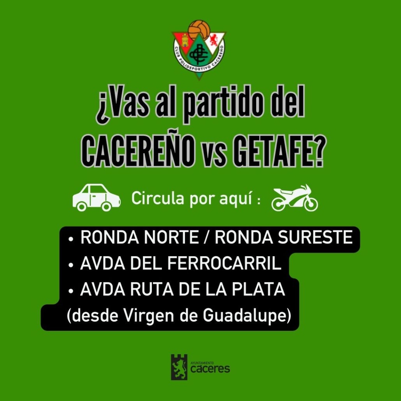 Vas alternativas para los asistentes al partido del CP Cacereo  Getafe CF