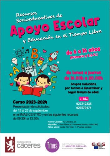 Recursos de Apoyo Socioeducativo y Tiempo Libre del IMAS 2023/2024