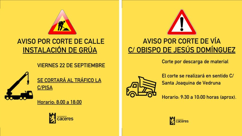Corte de la calle Pisa, de 8 a 18, y calle Obispo de Jess Dominguez de 9:30 a 10 horas, maana viernes 22 de septiembre