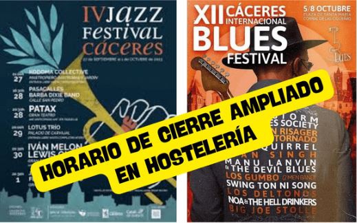 El Ayuntamiento de Cáceres autoriza que todos hosteleros de la ciudad puedan cerrar 2 horas más tarde durante el Festival de Jazz y Festival de Blues