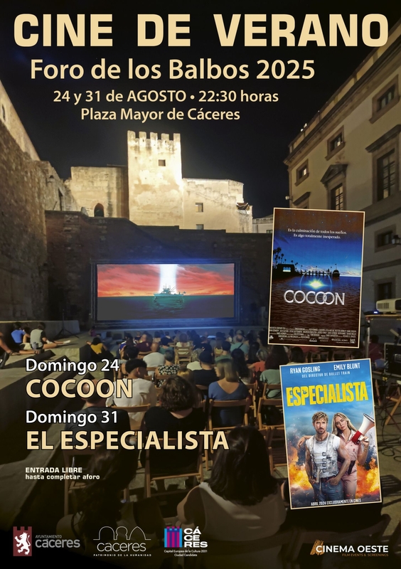 El Ayuntamiento de Cáceres invita a la ciudadanía a disfrutar de la VII edición del Cine de Verano en el Foro de los Balbos