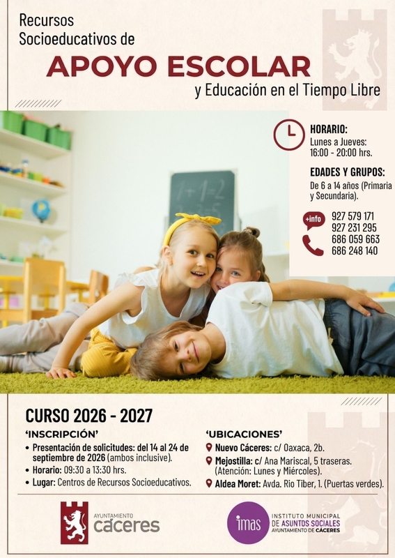 El IMAS abre las inscripciones para optar a los Recursos Socioeducativos y de apoyo escolar en el tiempo libre