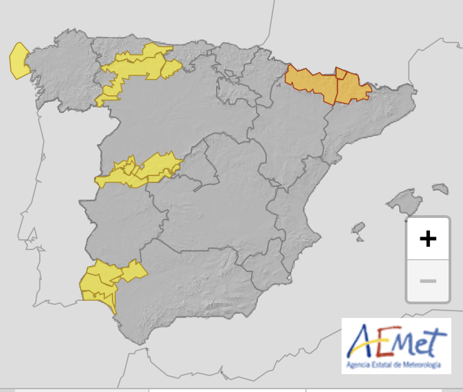El 112 activa la alerta roja en el norte de la provincia de Cáceres por fuertes lluvias