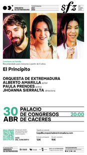 La Orquesta de Extremadura presenta ‘El Principito’ narrado por el actor cacereño Alberto Amarilla y la actriz Paula Prendes