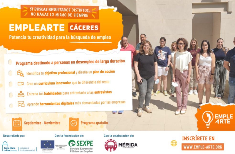 Cáceres acoge en septiembre la segunda edición de EmpleArte para ayudar a personas paradas de larga duración