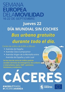 Cáceres celebra hoy el Día Mundial sin Coches, y el transporte urbano será gratuito durante todo el día