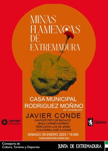 El espectáculo flamenco de Javier Conde & Grupo, del programa ‘Minas flamencas de Extremadura’, se traslada a la Casa de Cultura Rodríguez Moñino