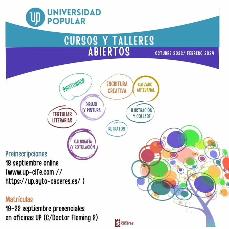 Abierto plazo de preinscripción para los nuevos cursos y talleres de la Universidad Popular