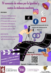 Abierto el plazo para participar en el IV Concurso de Vídeos por la Igualdad y Contra la Violencia Machista del IMAS