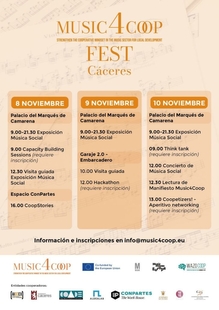 El Ayuntamiento colabora en el Music4Coop Fest que se celebrará desde hoy hasta el 10 de noviembre