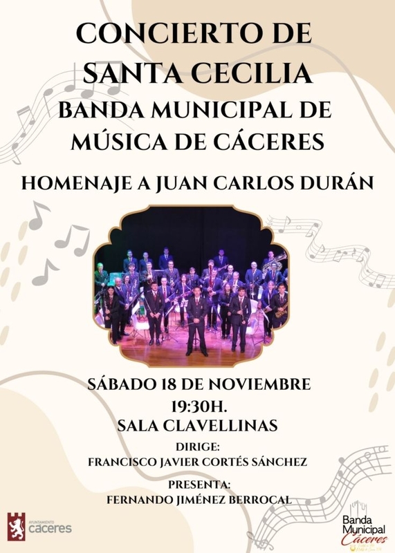 La Banda de Música Municipal celebra, este sábado en la Sala Clavellinas, un concierto por la festividad de su patrona Santa Cecilia