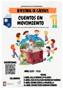 El Ayuntamiento de Cáceres invita a todos los niños y niñas a disfrutar del II Festival ‘Cuentos en Movimiento’ que se celebrarán todos los viernes