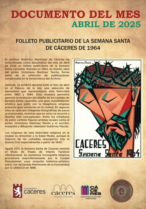 La concejalía de Cultura expone, dentro del programa ‘Documentos del mes’, un folleto publicitario de la Semana Santa de 1964
