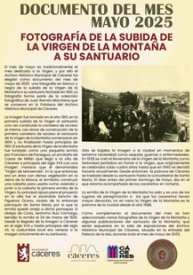 La concejalía de Cultura expone, dentro del programa ‘Documentos del mes’, una fotografía de la subida de la Virgen de la Montaña a su santuario 