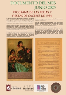 El Archivo Histórico Municipal de Cáceres dedica el documento del mes de junio al programa de las “Fiestas y Ferias de Cáceres del año 1934”