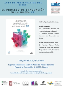 El Palacio de la Isla acoge mañana jueves día 5 la presentación del libro “El proceso de evaluación en la nueva FP”
