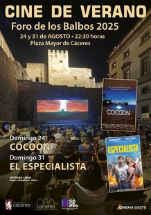 El Ayuntamiento de Cáceres invita a la ciudadanía a disfrutar de la VII edición del Cine de Verano en el Foro de los Balbos