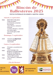 El Ayuntamiento de Cáceres invita a disfrutar, este fin de semana, de las fiestas patronales de Rincón de Ballesteros