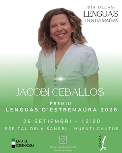 Jacobi Ceballos, galardonada con el Premiu Lenguas D’Estremaúra 2026